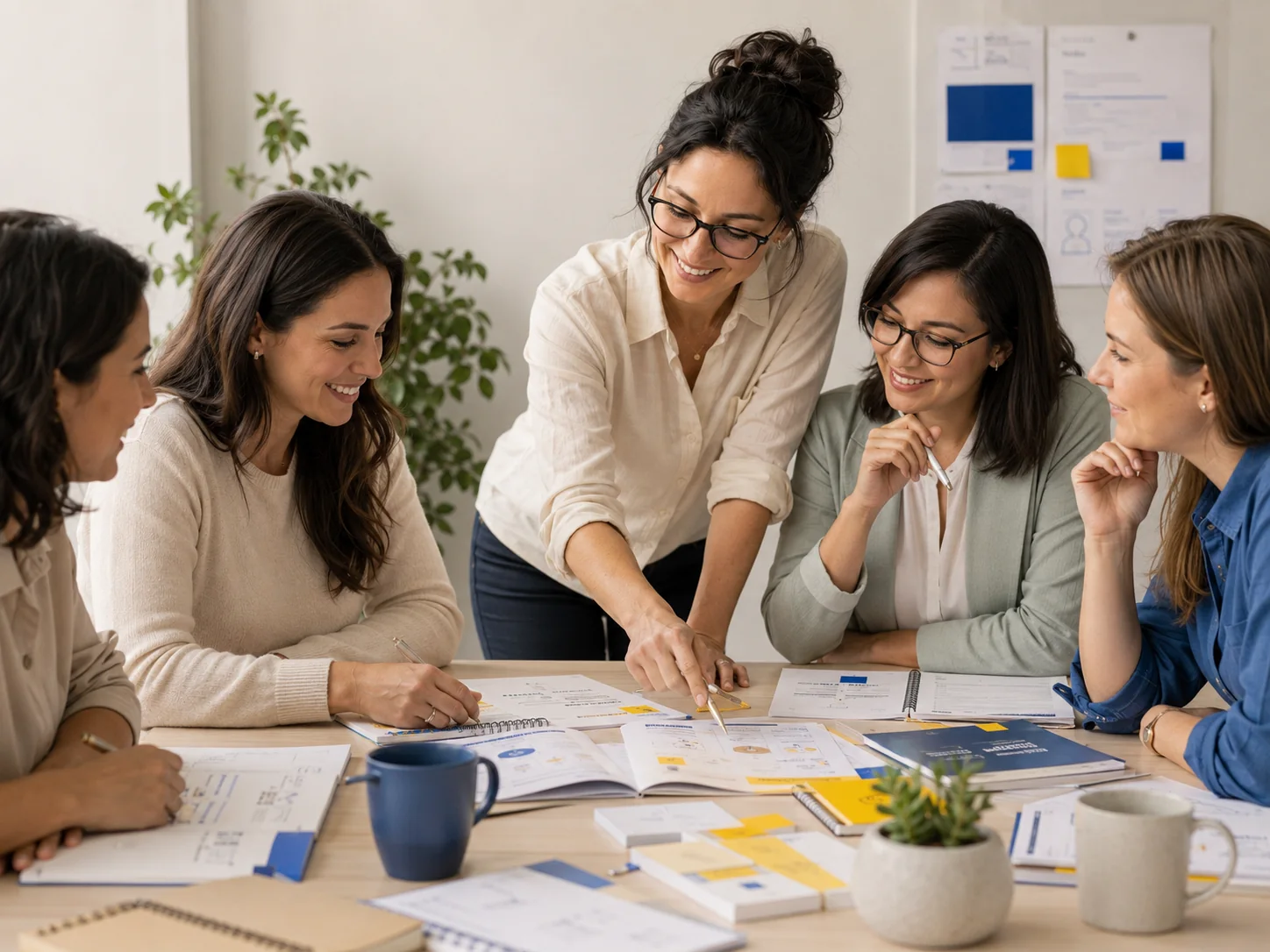 Equipo de profesionales de la educación diseñando recursos